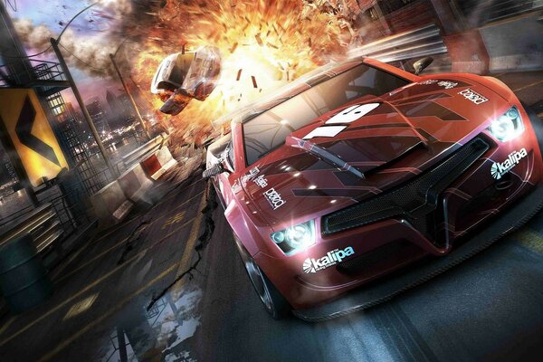 Explosão durante corrida em carros de alta velocidade