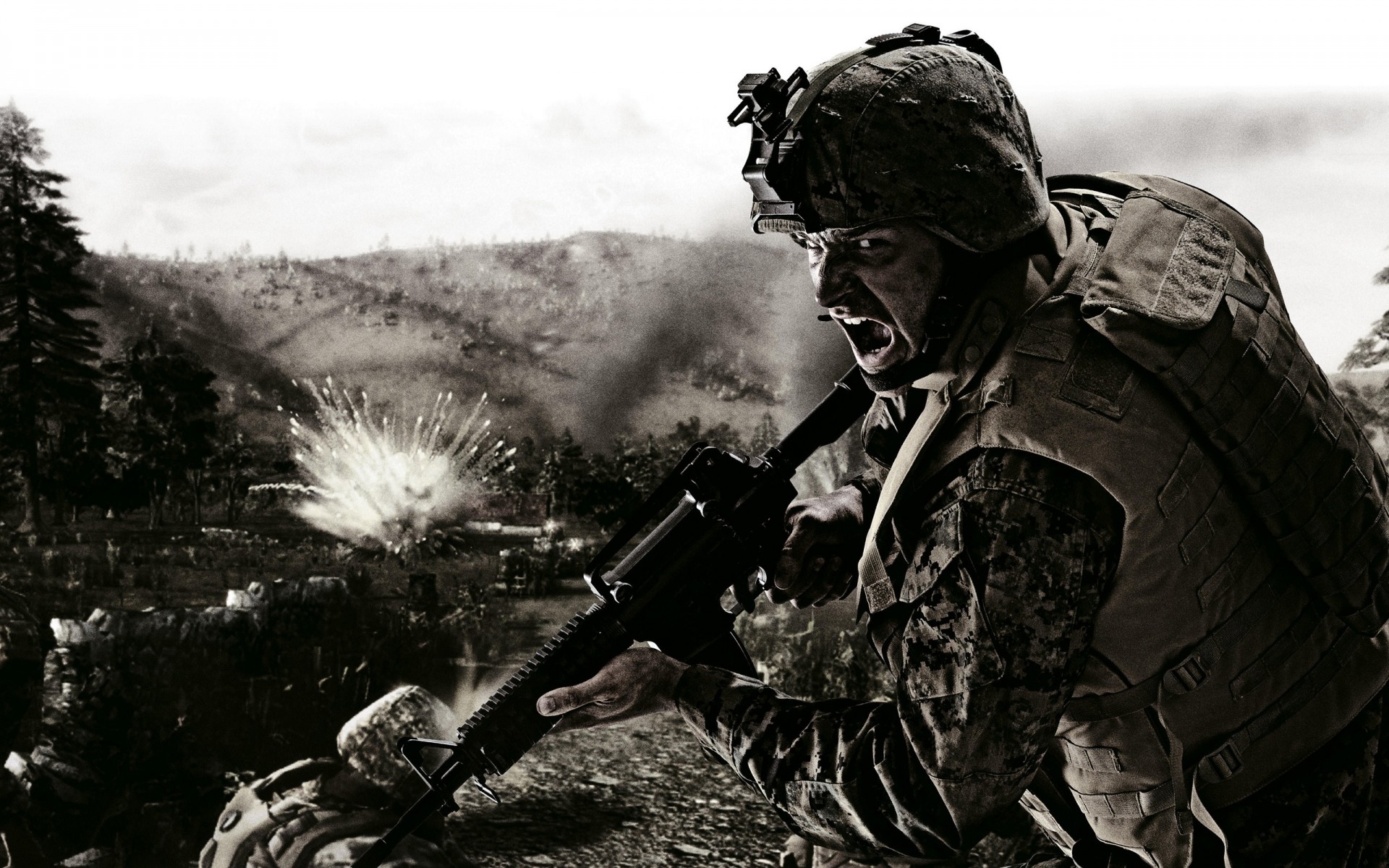 sozinho militar guerra soldado adulto homem vestir arma uniforme exército explosão