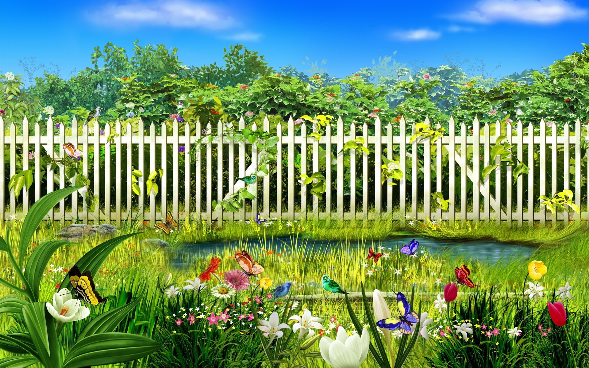 paisagens grama jardim natureza flor verão flora folha gramado ao ar livre paisagem cerca crescimento céu parque rural árvore campo flores plantas cores fundo