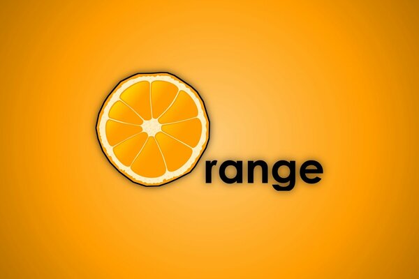 Design brilhante da palavra Orange com uma fatia de laranja