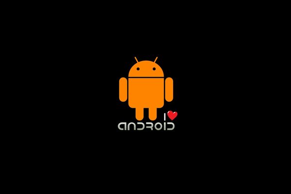 Sinal laranja Android em fundo preto