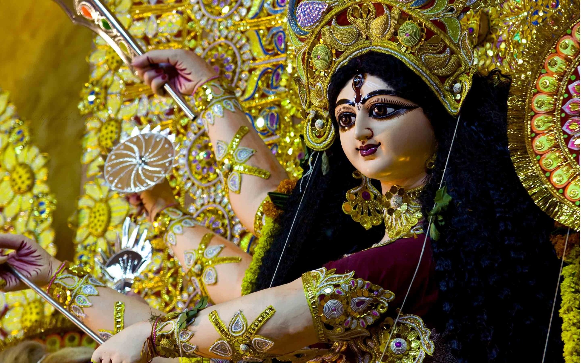 desenhos animados decoração ouro arte tradicional cor festival brilhante sânscrito durga devi fundo invencível