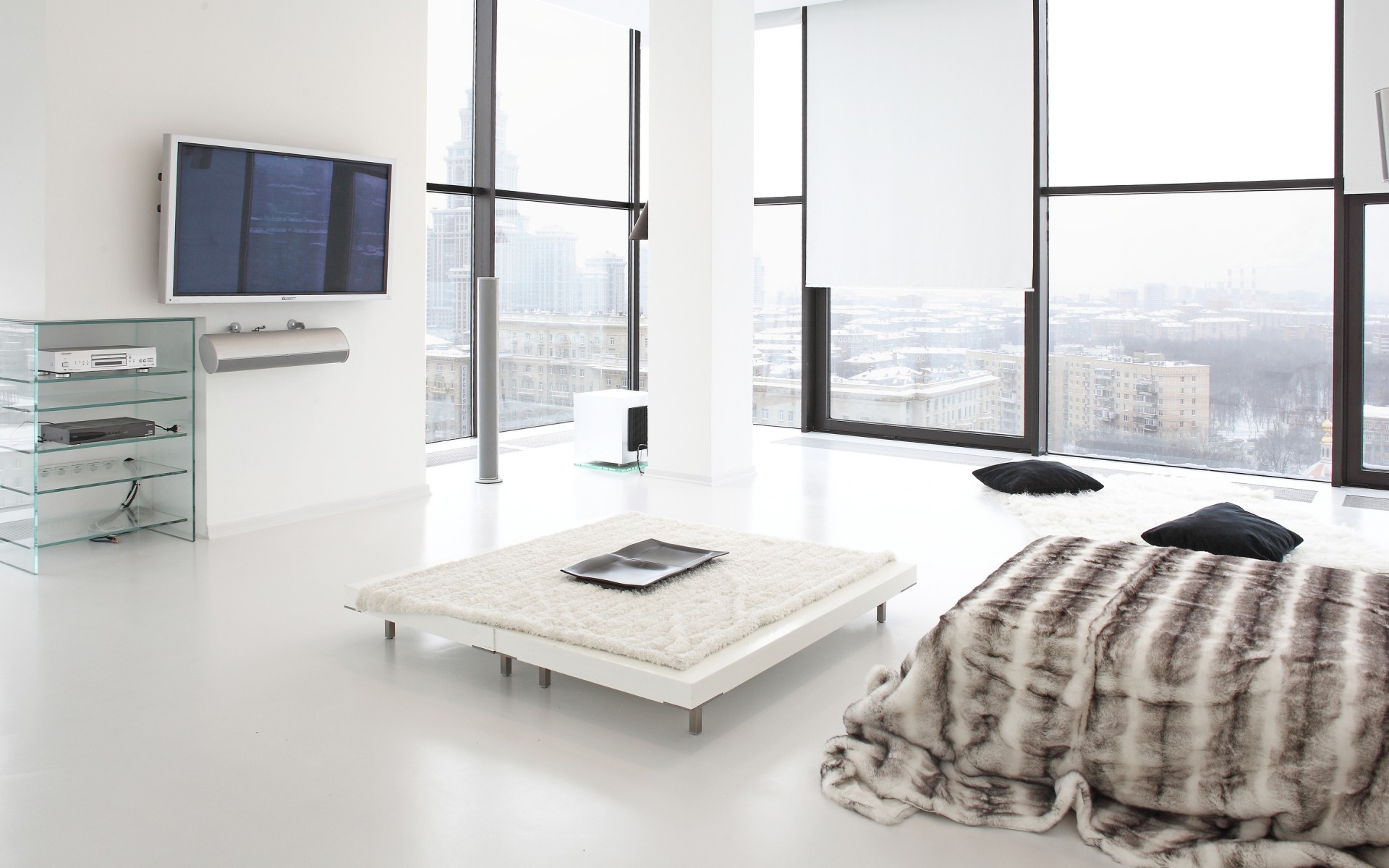 móveis interior quarto janela moderno apartamento mesa dentro chão lâmpada luxo assento tapete casa design de interiores cama