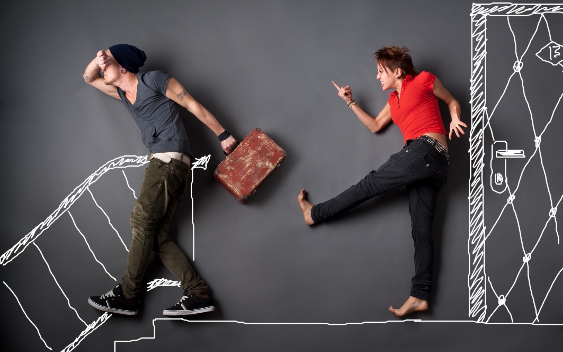 homem perigo casal amor relacionamento engraçado desenho de parede