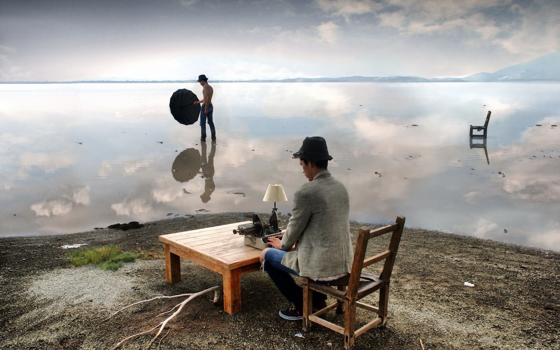 adulto sozinho céu ao ar livre homem paisagem guarda-chuva vida atirar a vida
