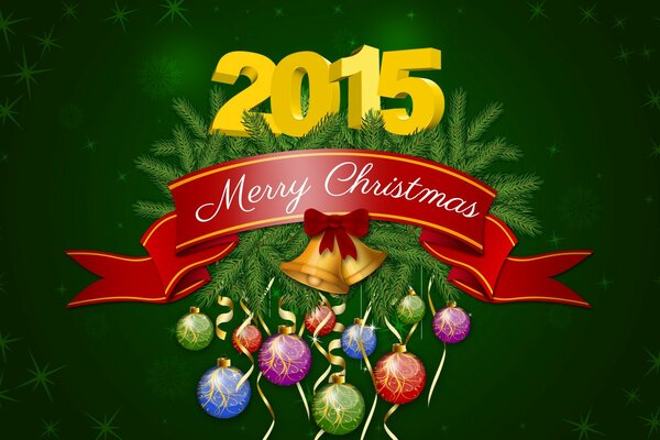 2015 Merry Christmas letter com decorações de árvore de Natal