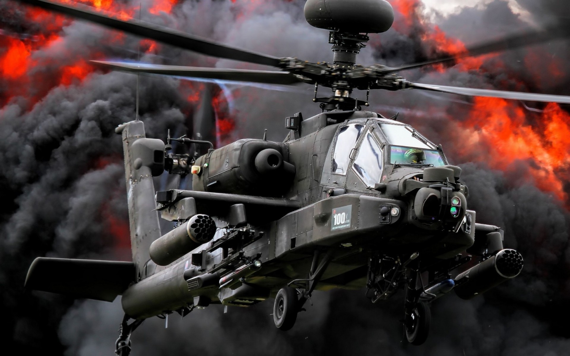militar helicóptero carro chama guerra sistema de transporte armas exército fumaça boeing ah-64 apache