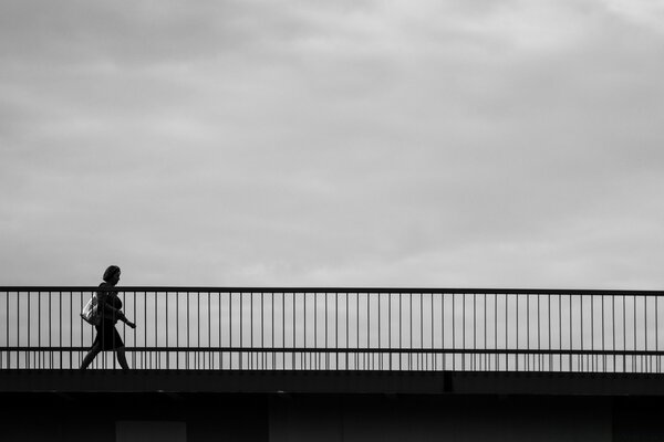 Ponte em preto e branco e silhueta feminina