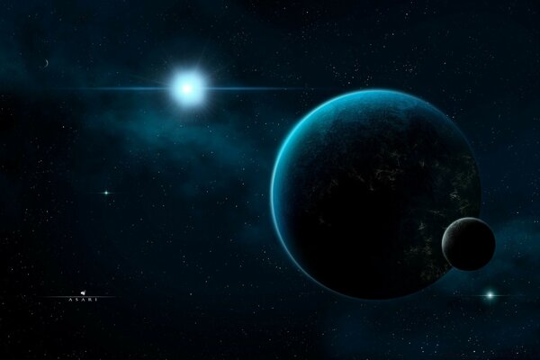 A visão cósmica dos planetas e a estrela cintilante