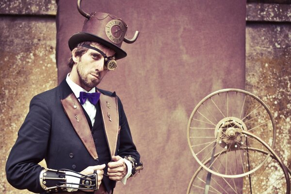 Foto retro vintage de um homem em um monóculo