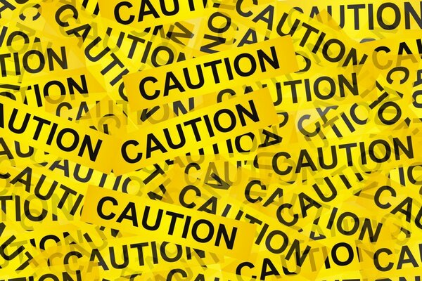 Texto Caution em toda a tela