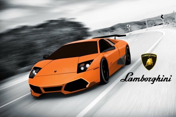 Carro laranja se move com velocidade