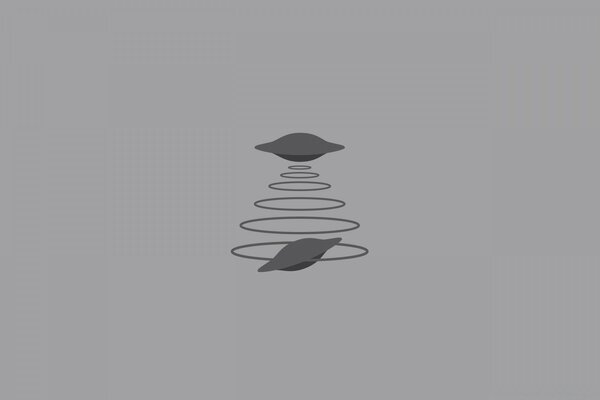 Desenho minimalista de abdução de OVNI