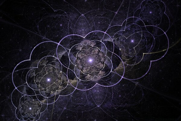 Linhas de luz abstratas em fundo roxo