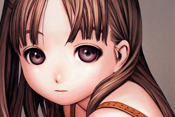 Anime menina com cabelo castanho