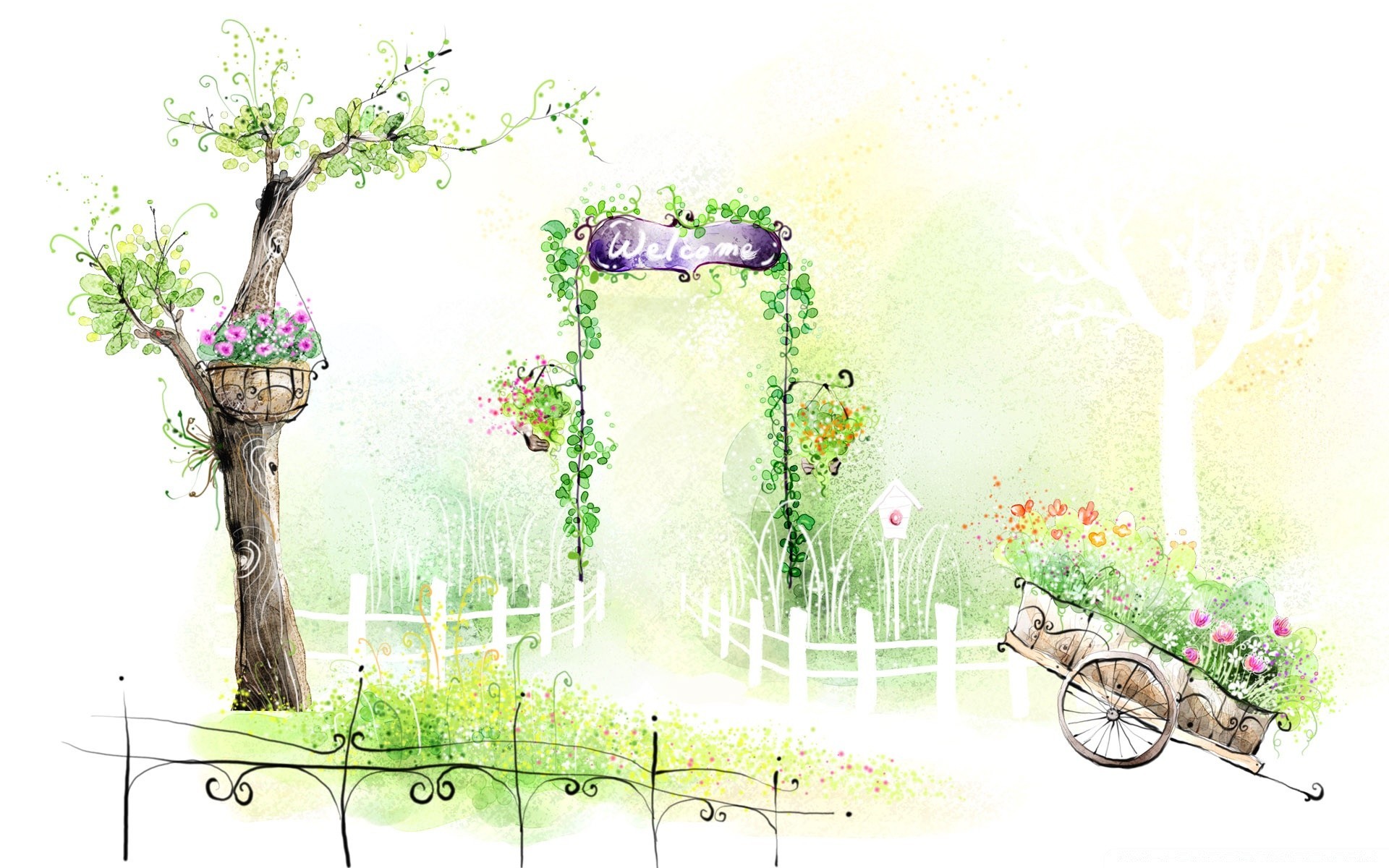 desenhos árvore flora natureza flor folha ilustração jardim verão grama casa crescimento desktop madeira paisagem arte design família bela decoração