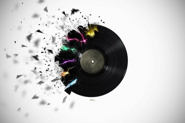A abstração de um disco musical quebrado