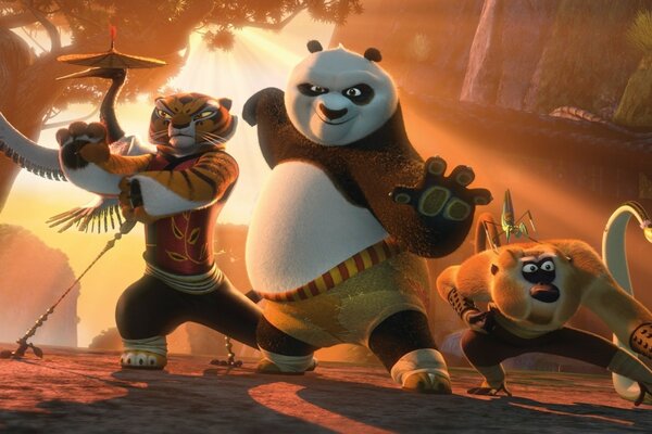 Kung Fu Panda e equipe prontos para a batalha