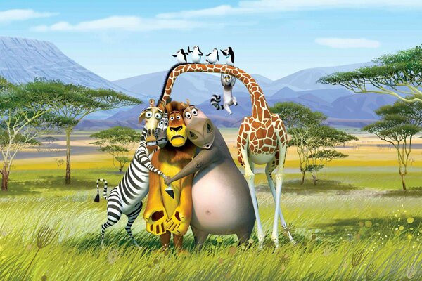 Personagens do filme Madagascar. Verão
