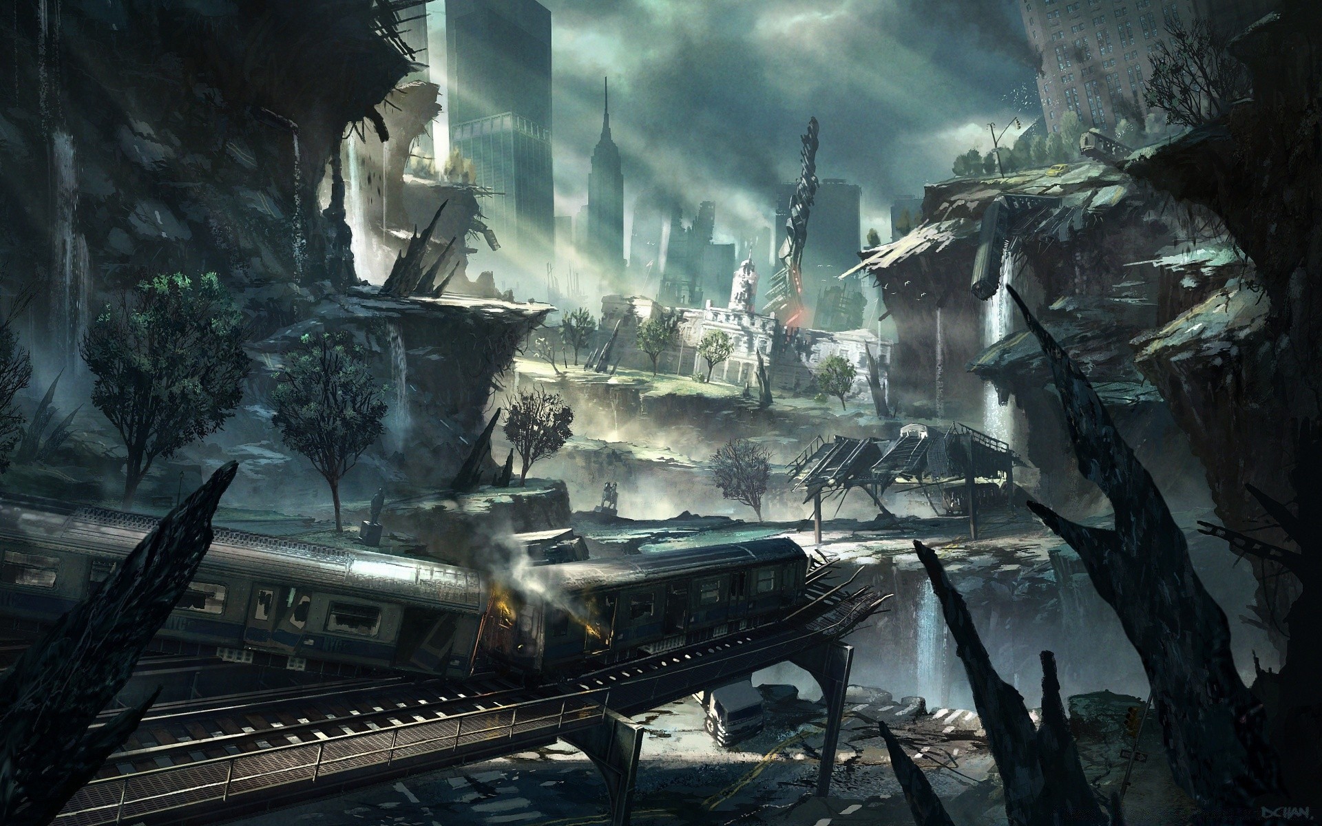 crysis fumaça água arte luz