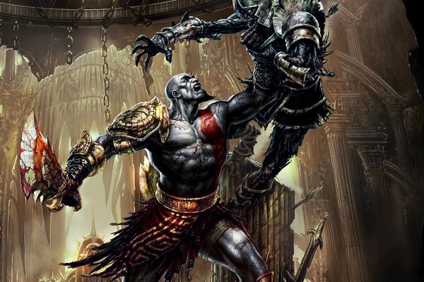Arte do jogo. Kratos em fúria