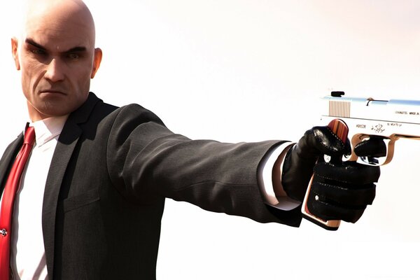 Homem legal com armas em fundo branco