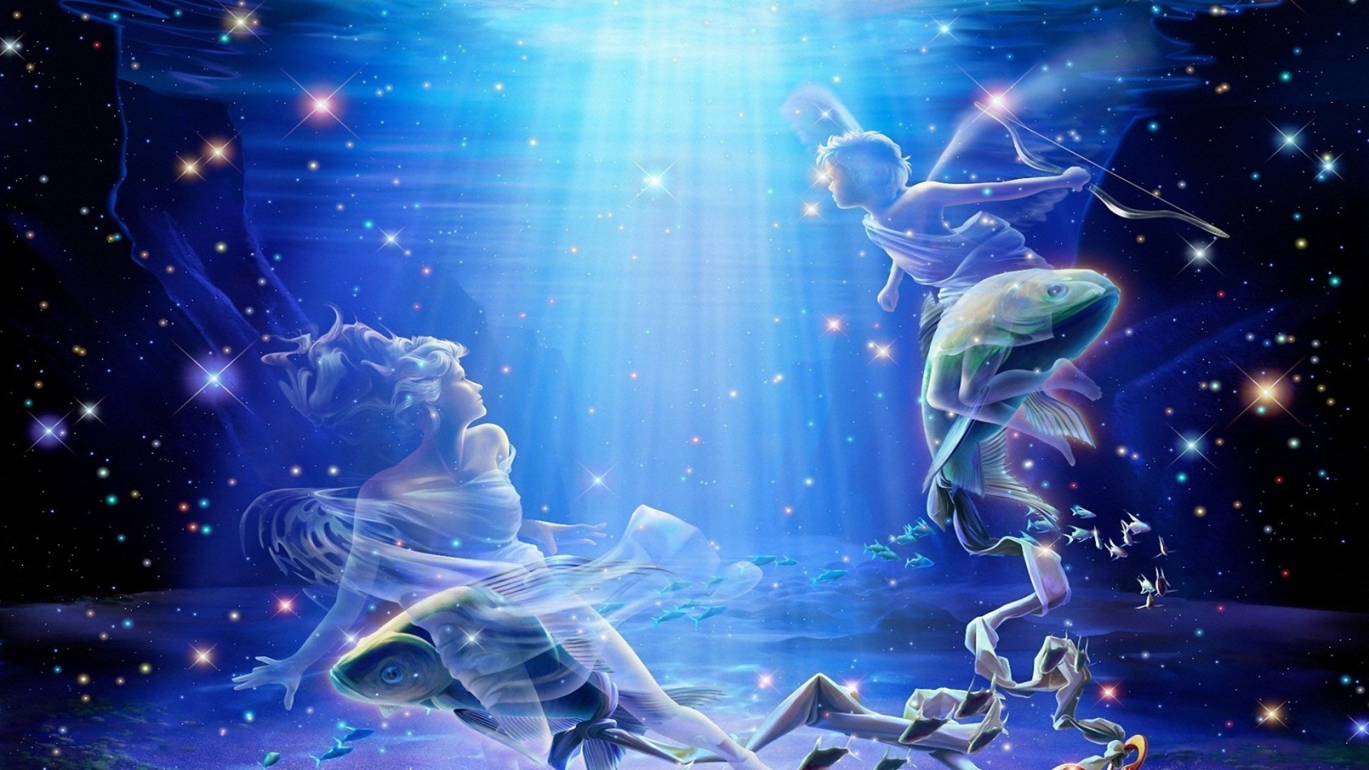 ilustração ciência aquário abstrato gráfico natação debaixo d água área de trabalho movimento arte água fantasia design ficção lua luz magia futurista profundo