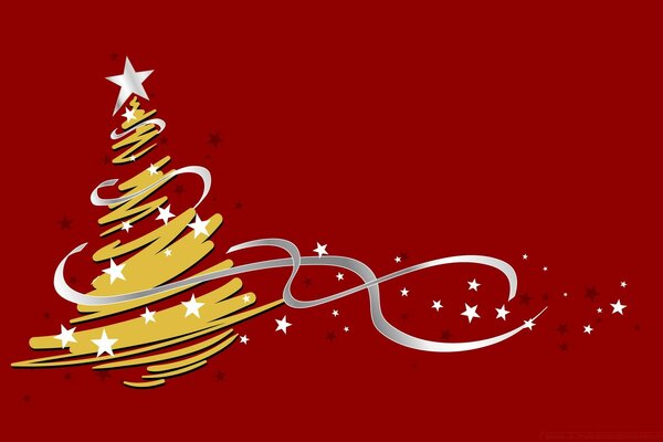 Desenho de árvore de Natal no cartão de Natal