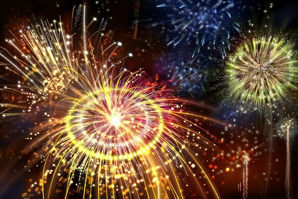 Fogos de artifício de saudação explosiva festiva