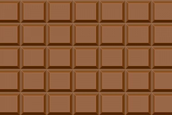 Barra de chocolate marrom retangular