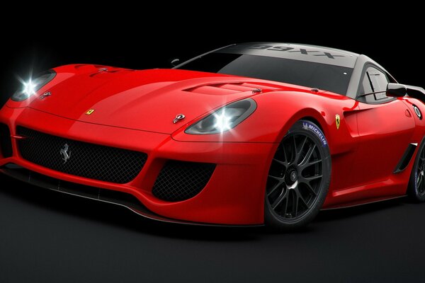 Carro vermelho em fundo preto