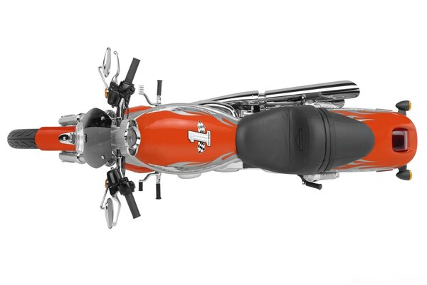 Motocicleta laranja, vista superior