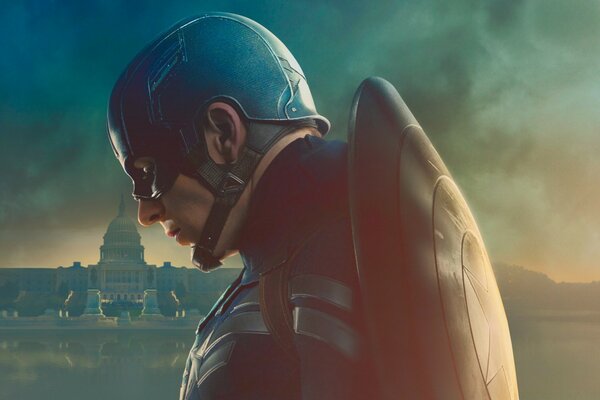 O herói dos Vingadores na parte de trás