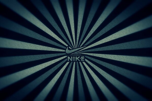 Logo Nike em um fundo listrado