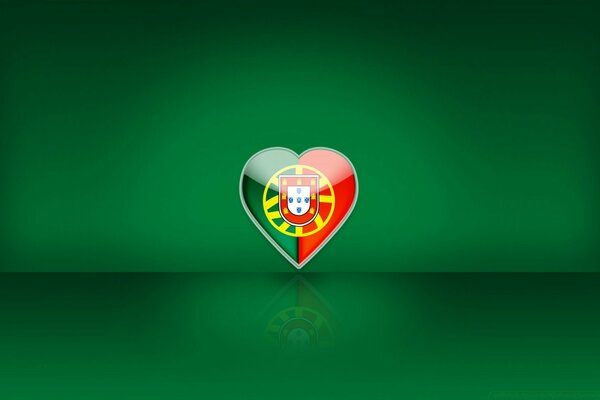 Bandeira em forma de coração sobre fundo verde