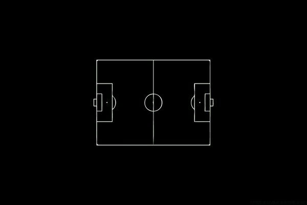 Diagrama de um campo de futebol em um fundo preto